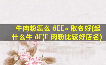 牛肉粉怎么 🌻 取名好(起什么牛 🦁 肉粉比较好店名)